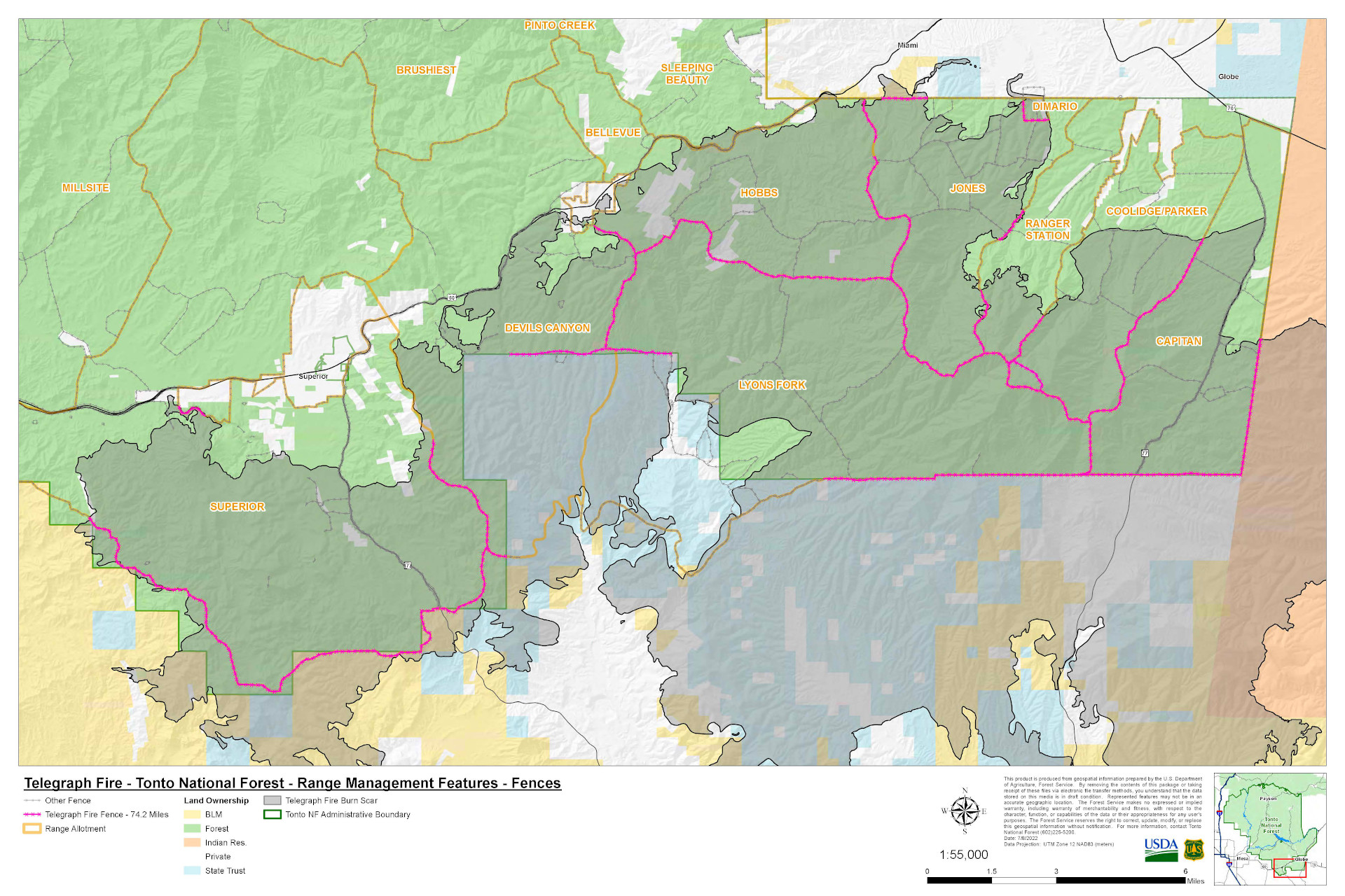 telegraph fire fence rehab map